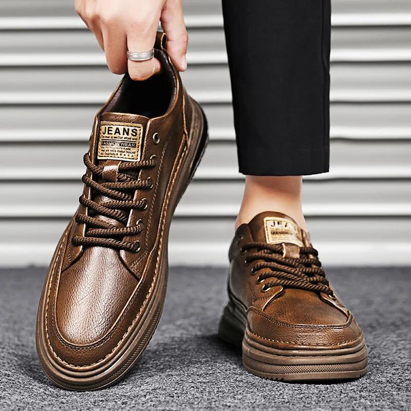 Fashion High quality and comfortable men's casual leather designer outdoor fashion anti slip Oxford shoes lace up formal business shoes