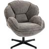 Modern Wingback Accent Chair, Velvet Armchair with Four-Star Base, S-Springs, Swivel, Grey