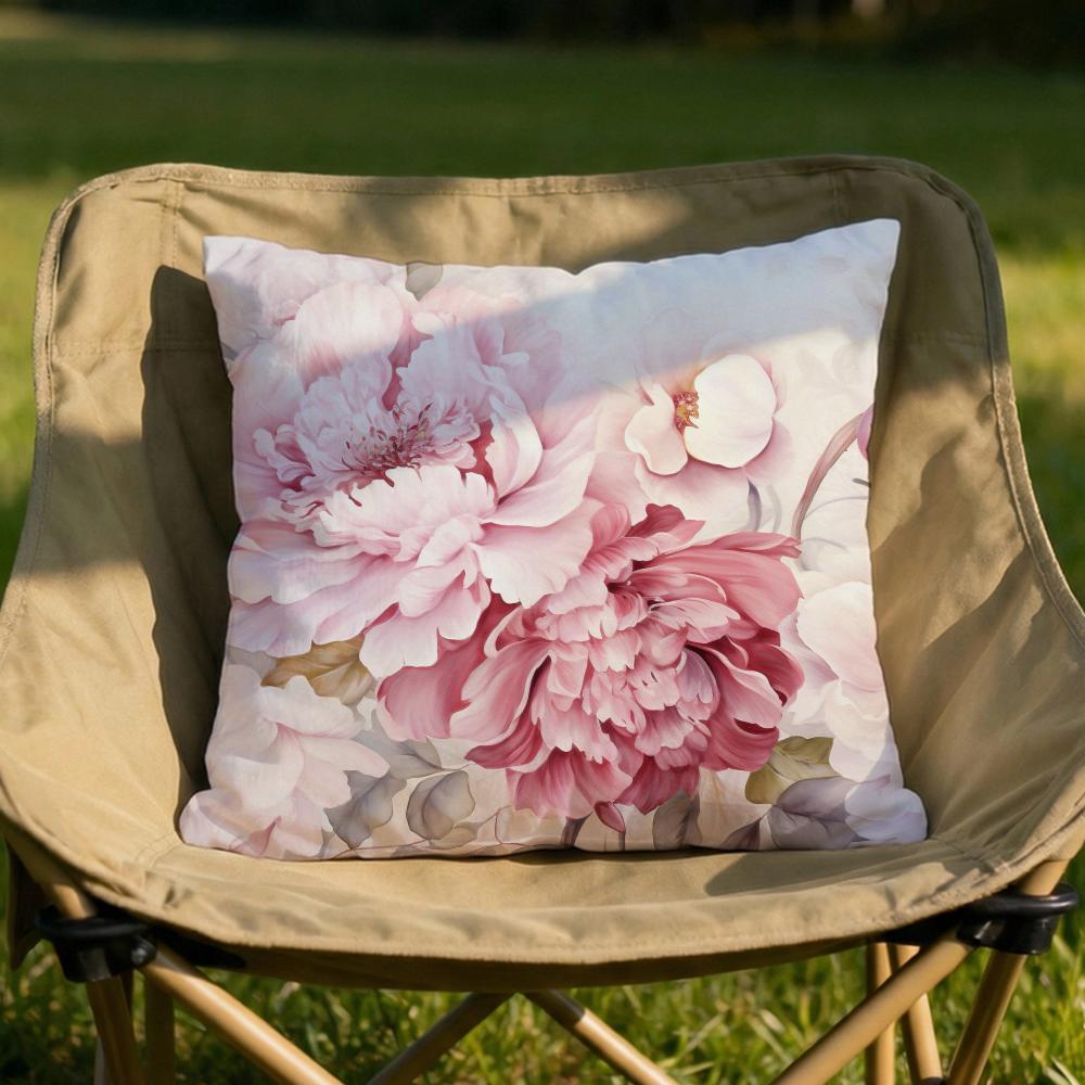 

Pink Peony Flowers Cushion Cover Soft Reversible Durable Pillow Cover MultiScene Use for Home Car Daily Comfort 30x30cm