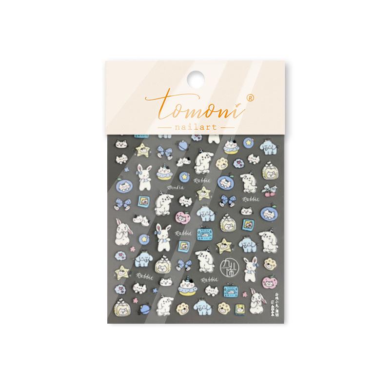 

Японские наклейки для нейл-арта «Томони» с кроликами - Тонкие, прочные, детские наклейки-украшения в стиле граффити