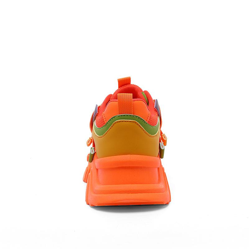 ZYCK New Sports Shoes Color Matching Thick-soled Student Leather Heightening Shoes