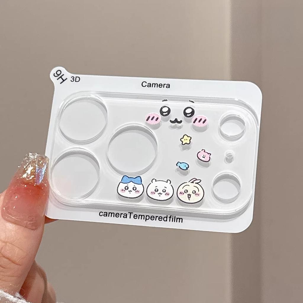 INS Korean Cute Cartoon Clear 9H HD Lens Tempered Glass Film For IPhone 17 Pro Max 16 15 14 Full Back Camera Protector