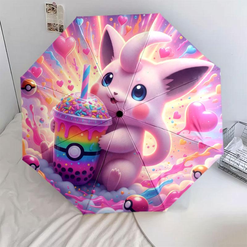 Pokemon drinks Pattern Pattern Style Umbrella, 1 Piece Automatic Folding Umbrella, Portable Travel Umbrella, Outdoor Umbrella, Birthday Gift