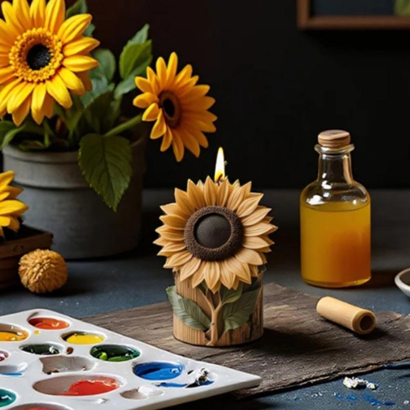 Food Grade Silicone Sunflowers Mould Candle Soap Maker With Easy Releases For Home Decoration