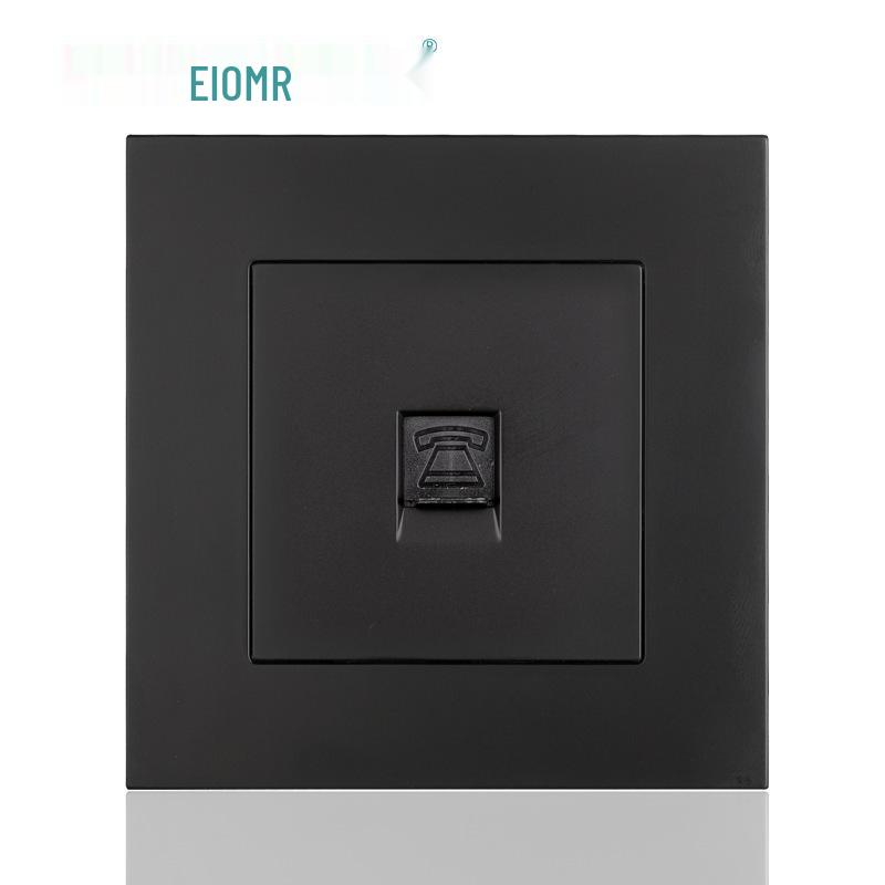 Black 16A German Standard Socket Panel with Double USB + Type C, Concealed European Installation