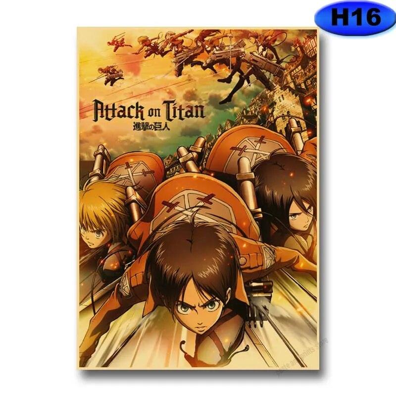 Attack on Titan Staffel 4 Poster Retro Kraftpapier Poster Wandaufkleber Home Anime Dekor Arbeitszimmer Bar Café Wandkunst Gemälde