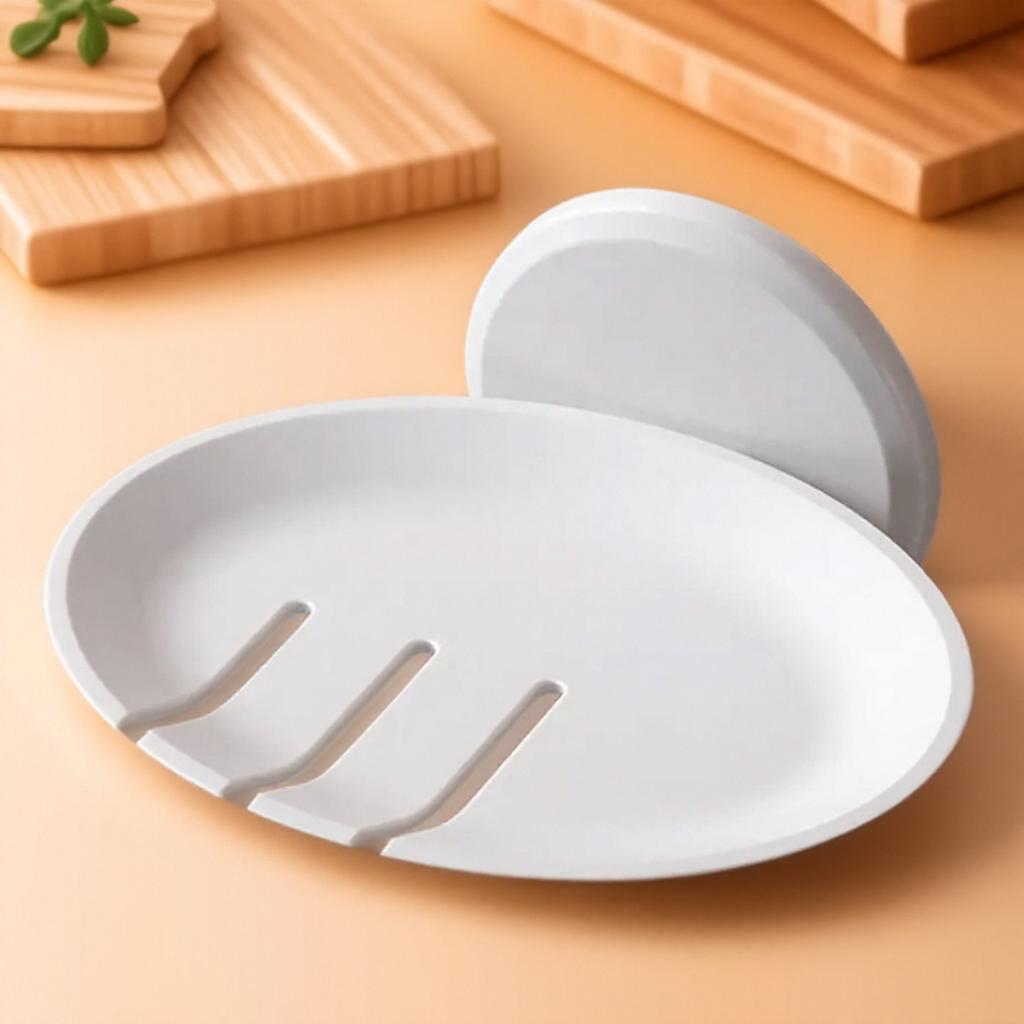 Wall Mounted Soap Dish Suction Cup Shower Soap Holder Punch Free Drain Tray Bathroom Accessories Soap Box for Home Use