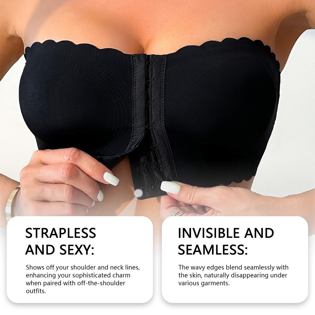 Zeriluna Wavy Edge Seamless Invisible Bra Fashionable front-clasp seamless invisible strapless sexy and comfortable