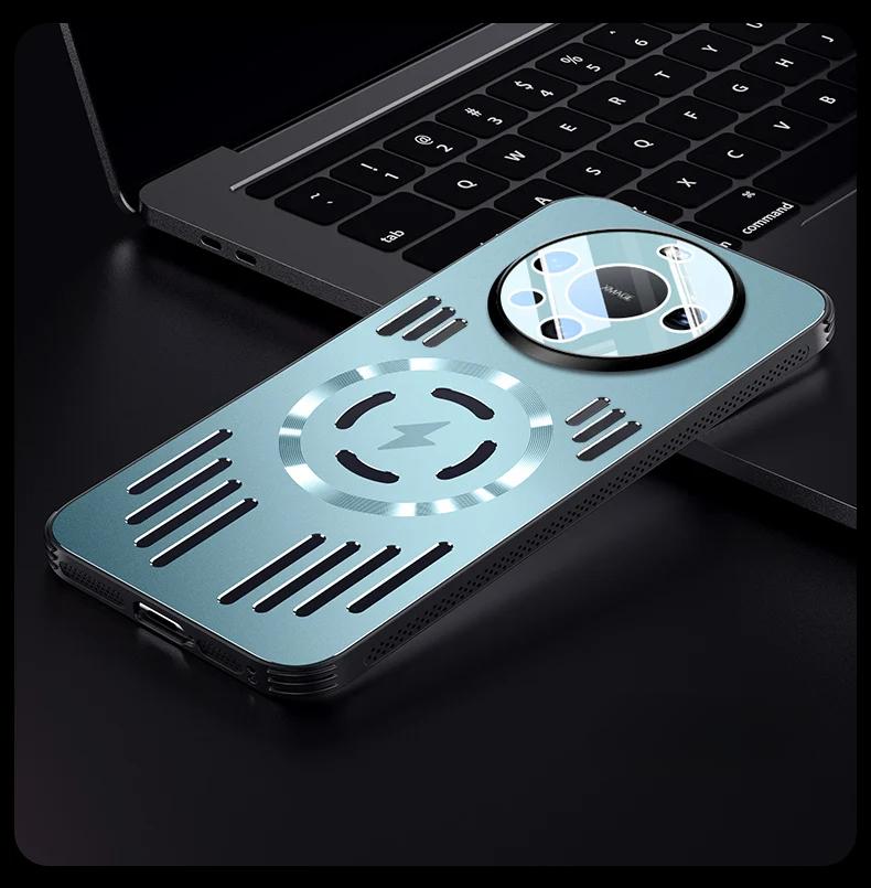 

Металлический теплоотводящий магнитный чехол для Huawei Mate 70Pro 70 60 50 40 Pro Magsafe ударопрочный алюминиевый сплав бампер твердый чехол Huawei Mate 60 Pro+ синий