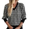 Spring Ladies Print Sweatshirt V Neck Long Sleeve T Shirt Top Women Fashion Daily Basic Office Lady Casual Slim Fit Ladies Elegant Long Sleeve Top