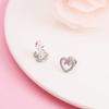 925 Sterling Silver Jewelry Clear CZ Coração Redemoinhos Brincos de pino para mulheres Prata S925 Brincos Pendientes Mujer