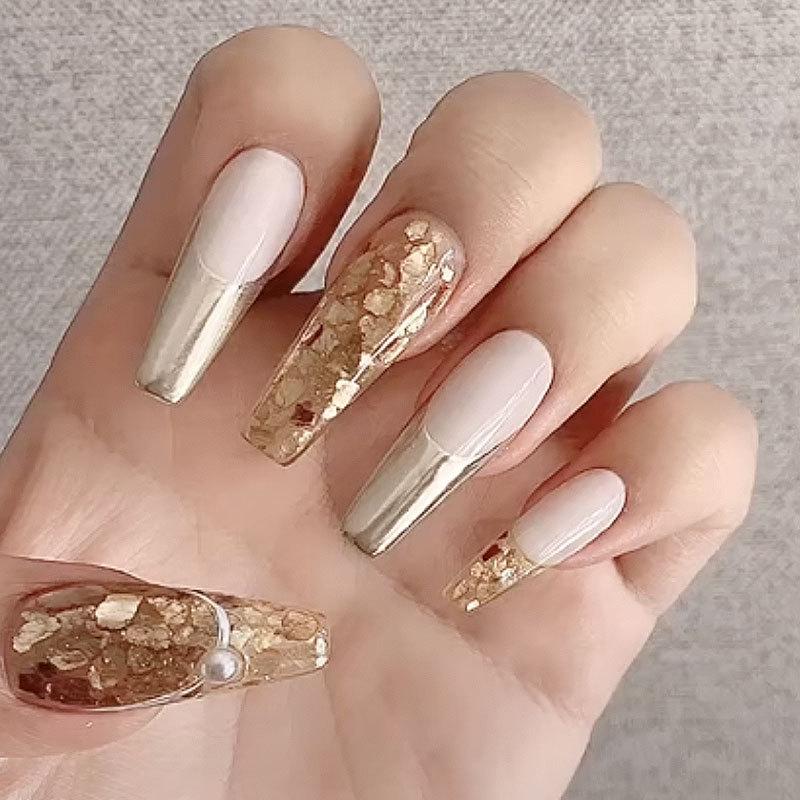 Mica Flake Nail Art Metal High Gloss Mineral Copper Gold Flake Thin Fragment Irregular Mica Flake Nail Set