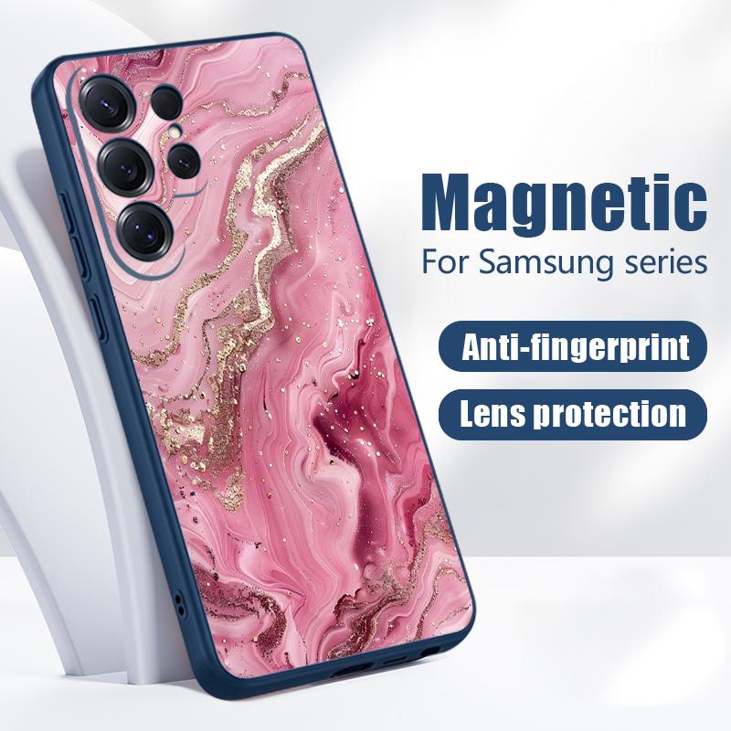 Splicing Marble Pattern Case For Samsung S26 Ultra S25 Edge S24 Plus S23 FE A15 A16 A17 A35 A36 A37 A54 A55 A56 A57 5G Hybrid TPU+PC Magnetic Cover