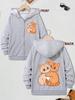 Sweatshirts Warm Cartoon Cat Kawaii Hoodie Casual Unisex Kids Boys Girls Zipper Jacket Winter Autumn Cute Cartoon Zip Up