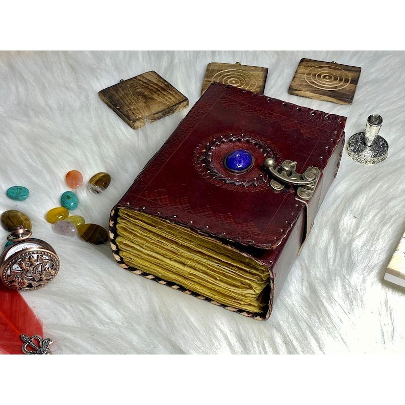 Vintage Leather Journal Celtic Stone Blank Spell Book of Shadows junk journal Grimoire Journal Handmade Journal Gifts for him her