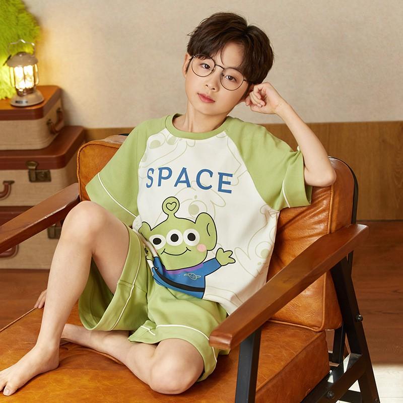Boys Cotton Short Sleeve Pajamas Set Lightweight Cartoon Sleepwear Kids Ages 8 Home Wear