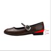 Sheepskin Inner Height Increase Single Shoes Women's Silver Shoes Genuine Leather with Skirt Evening Gentle Shoes Flat Mary Jane Shoes