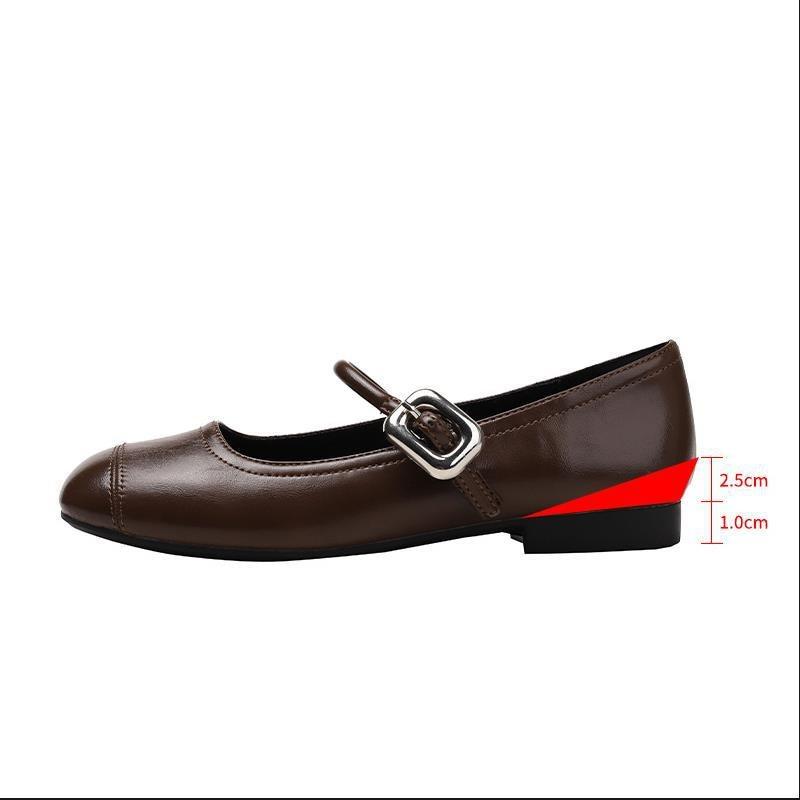 Sheepskin Inner Height Increase Single Shoes Women's Silver Shoes Genuine Leather with Skirt Evening Gentle Shoes Flat Mary Jane Shoes