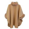 Fall Winter Oversized Rabbit Fur Collar Long Wool Coat Elegant Cape Shawl Hepburn Style Large Size Women's Coat