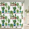 Green Leaves Plant Flowers Shower Curtain 180Cm*180Cm With Hooks, Floral Waterproof Shower Curtain, Shower Curtains For Bathroom