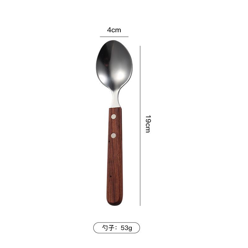304 stainless steel wooden handle tableware, knives, forks and spoons, western food tableware set, wooden heat insulation handle housewarming gift