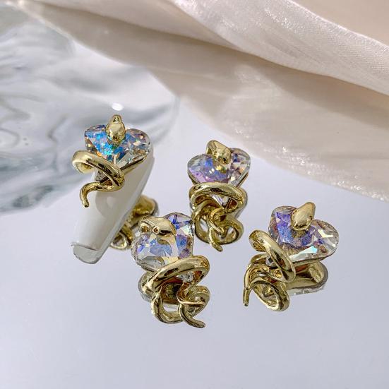 10Pcs Heart Snake Nail Charms Decorations Sparkling Vibrant Color Widely Used Decorative Manicure Ornaments Nail Art Decor