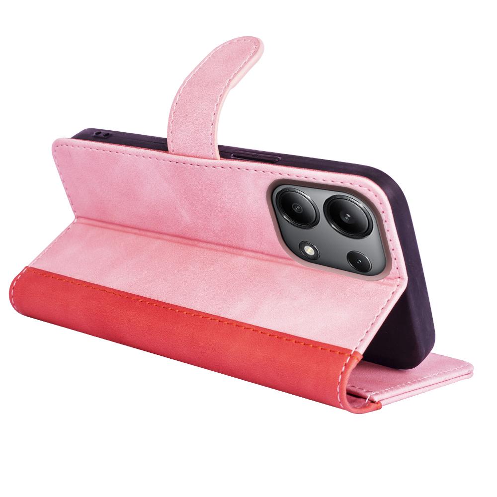 For Xiaomi Redmi Note 13 4G Case Leather Wallet Phone Cover Color Splicing