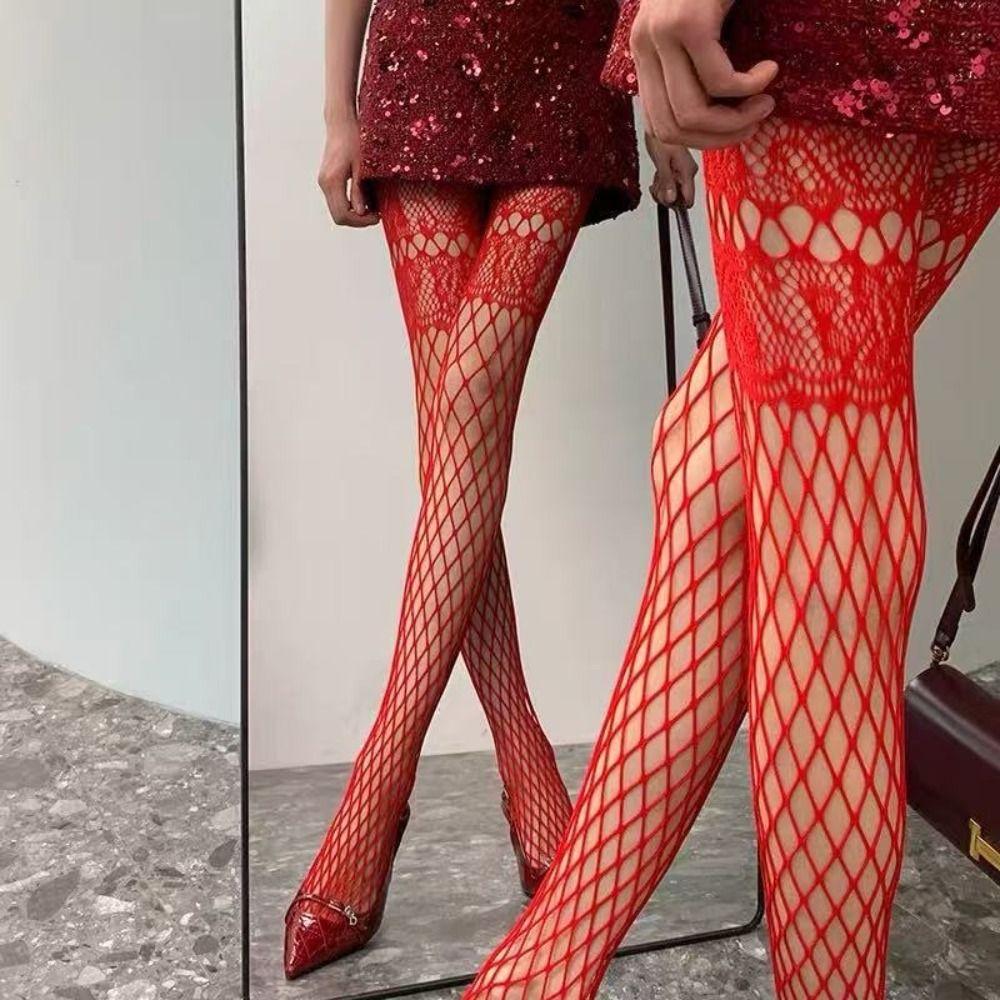 Large Mesh Pantyhose Thin Mesh Hollow Out Tights Y2K Mesh Tights Punk Style