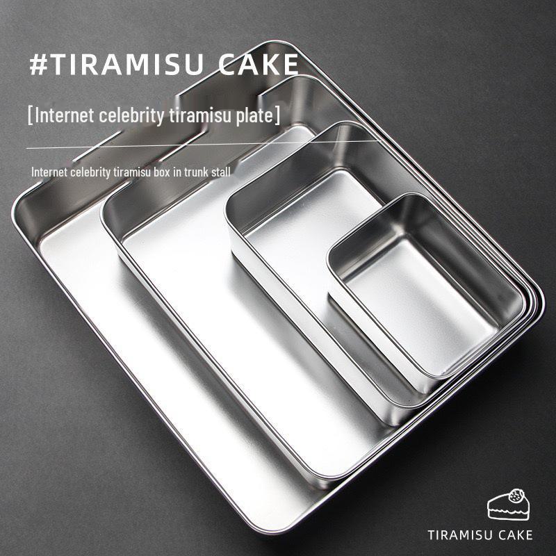 Square Stainless Steel Tiramisu Cake Mold and Deep Plate Set