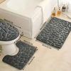 3-Piece Luxury Coral Fleece Bathroom Mat Set, Non-Slip, Quick Drying, Water Absorbent, Machine Washable, Polyester
