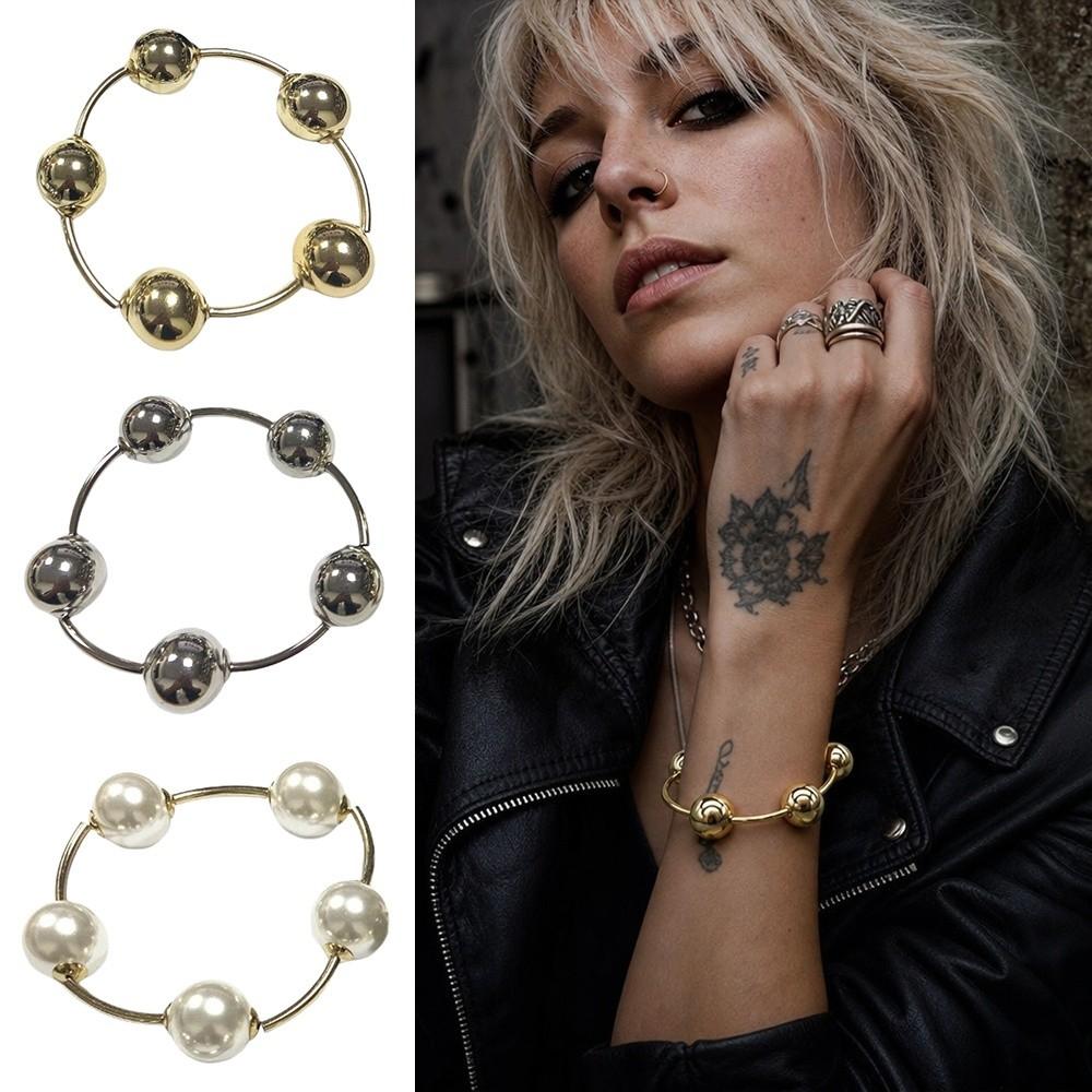 Large Coarse Ball Bead Bracelet 20mm Beaded Link Chain New Stackable Bracelet  Women's Accessories