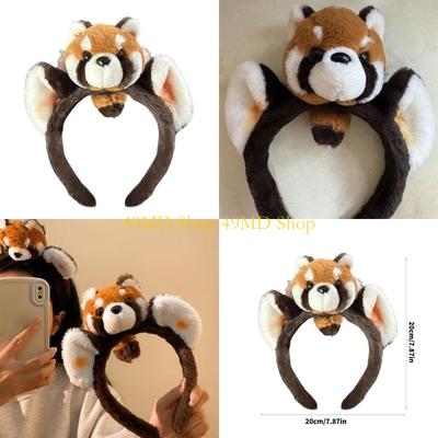 49MD Face Washing Headband Women Teens Plush Raccoon Hairhoop Music Festival Hairband