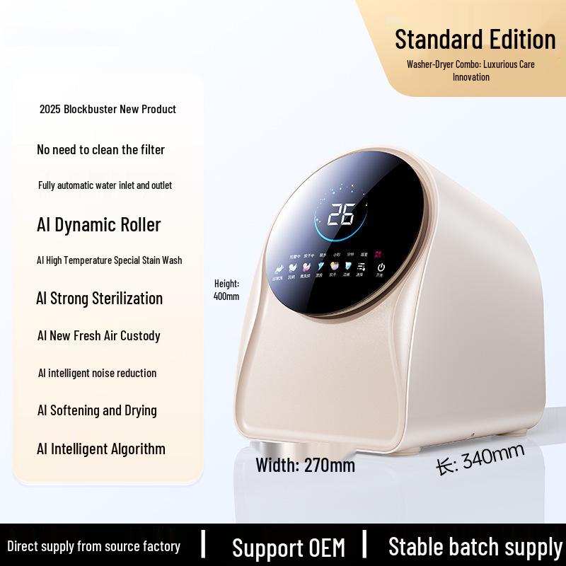 Compact Automatic Washer & Dryer for Underwear & Socks with High-Temp Sterilization