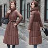 Long over-knee glossy loose down cotton clothes medium and long winter new hooded jacket