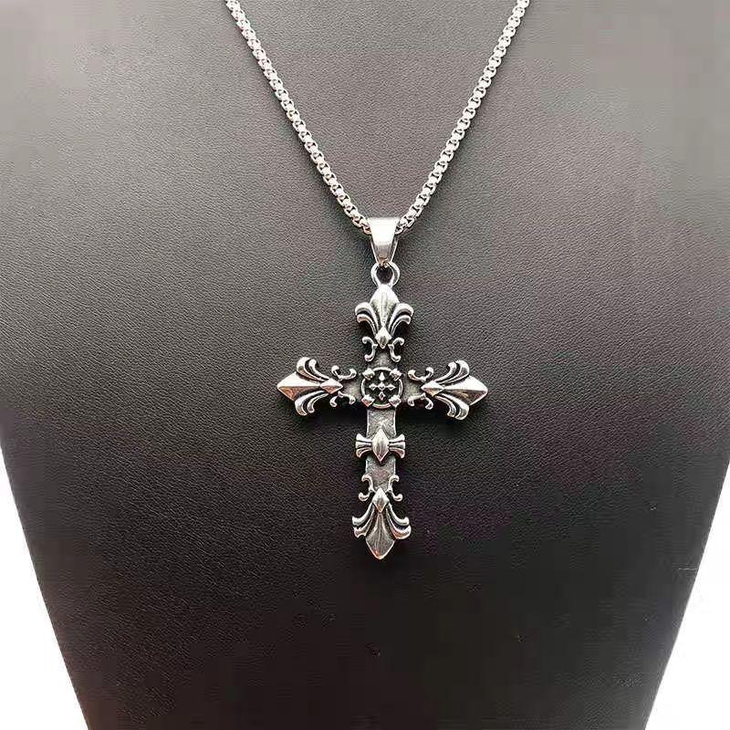 High Street Fashion Cross Pendant Necklace for Men, Student Graduation Gift