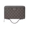 Gucci GG Supreme Zip Around Wallet Gray Canvas With Leather Trim Silver Hardware For Unisex Daily Use & Gifting