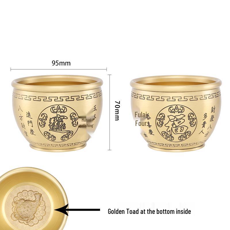 Copper Pot Decorative Ashtray: Pure Brass Blessings and Wealth Attraction Jar.