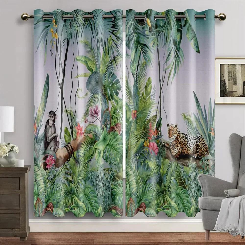 3D Cartoon Animal Jungle Lion Elephant Tree Window Curtain Blinds For Living Room Kids Bedroom Bathroom Kicthen Door Home Decor2