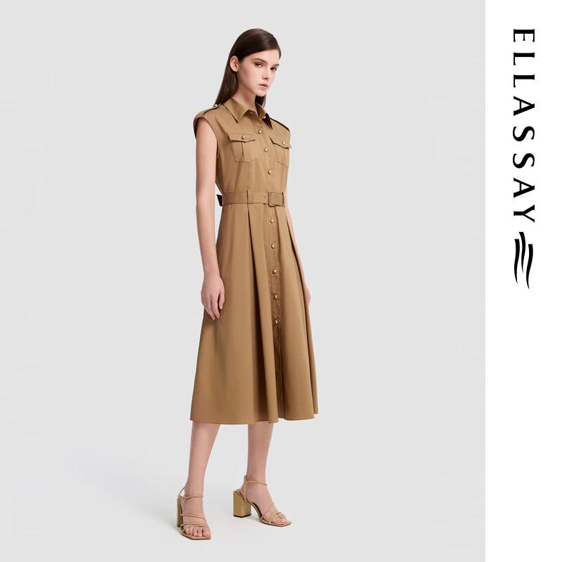 ELLASSAY 2026 Summer Cotton Shirt-Style Lapel Midi Dress