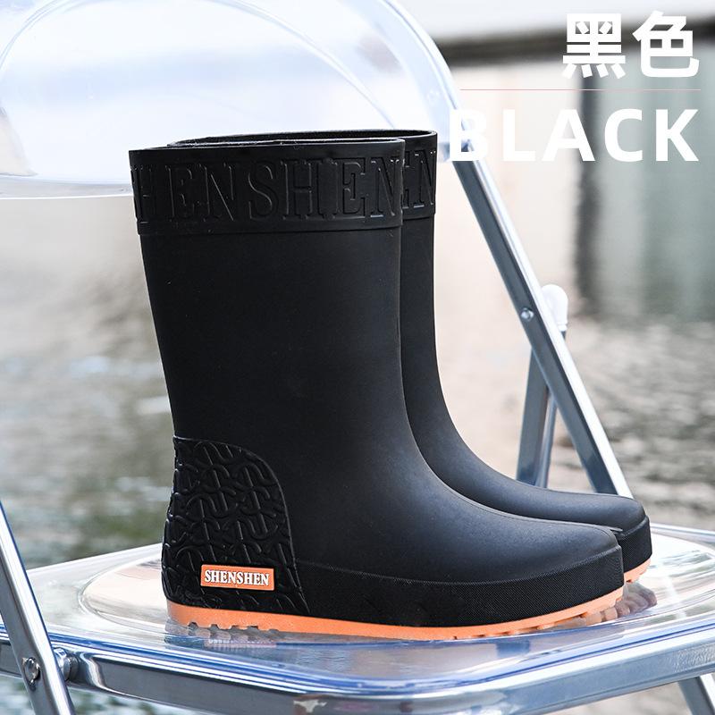 Fashion Women's Medium Tube Non-slip Waterproof Shoes Rain Shoes Rain Boots Water Boots Thermal Cover Shoes Adult Long Tube