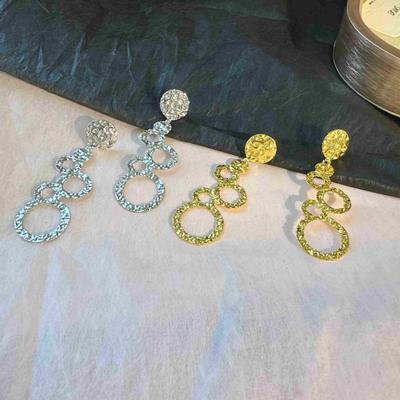 Women Circle Drop Earrings for Wedding Daily Versatile Accessories Fashion Party Jewelry with Sparkling
