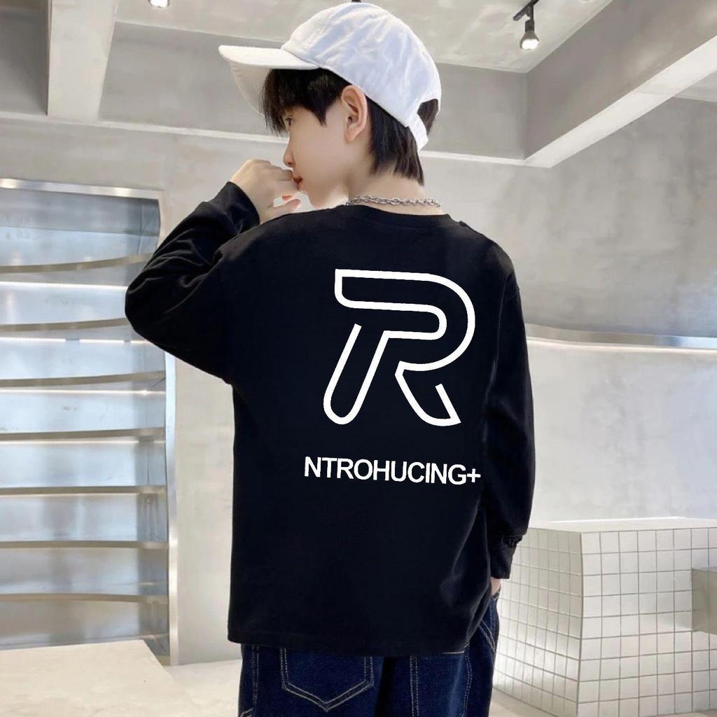 100% Pure Cotton Boys' Long-Sleeve T-Shirt - Autumn, Loose Fit, Round Neck, for Kids