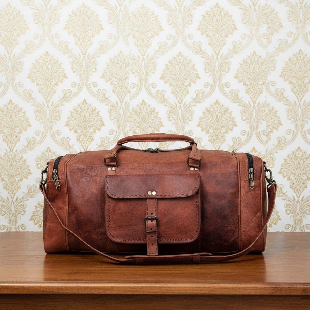 Handmade Leather Duffel Bag Men Women, Personalised Leather Duffel Travel Gym Duffle Bag - Christmas Gift