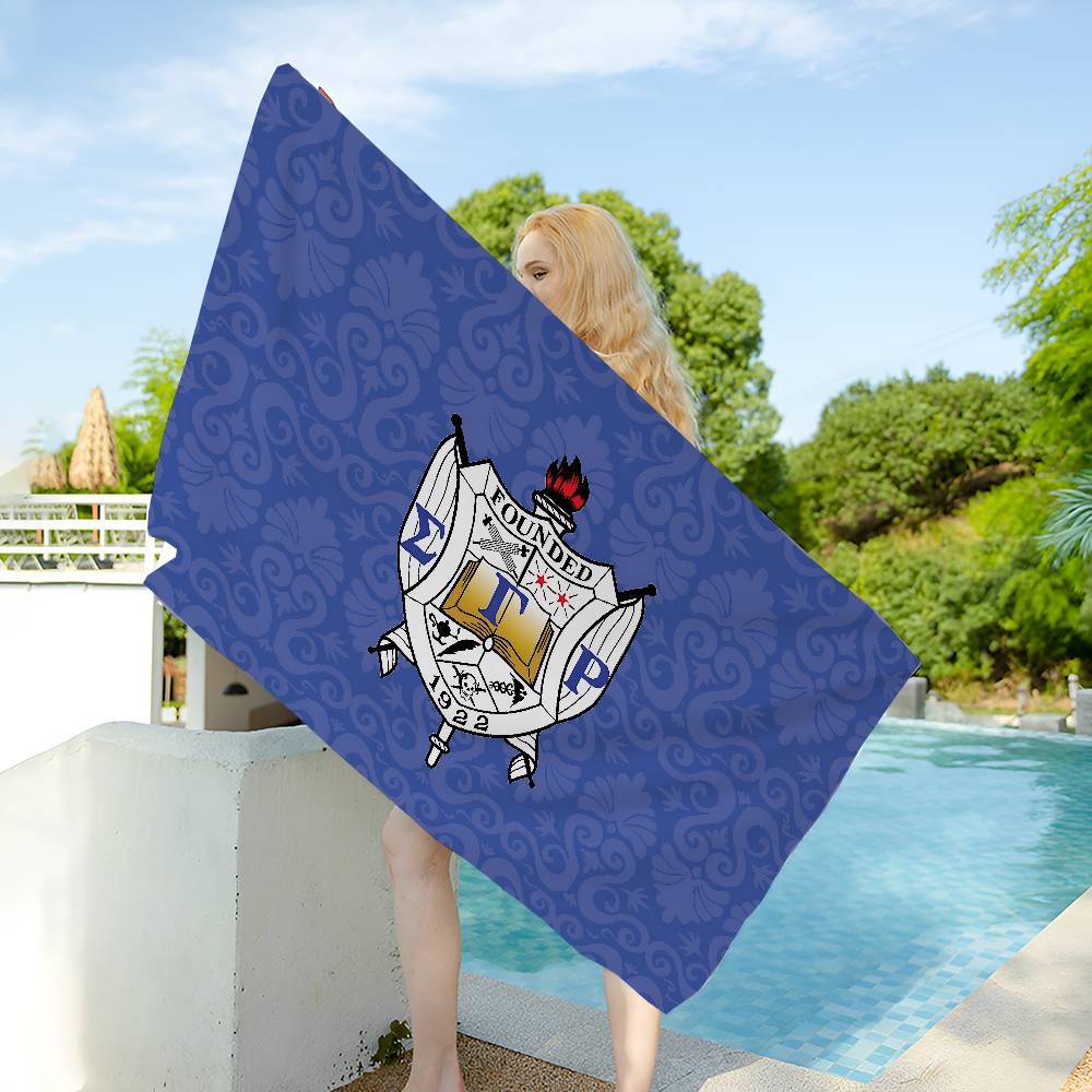 Sigma Gamma Rho LOGO Microfiber Printed Beach Towel Mountain Climbing Yoga Beach Swimming Running Absorbent Soft Towel