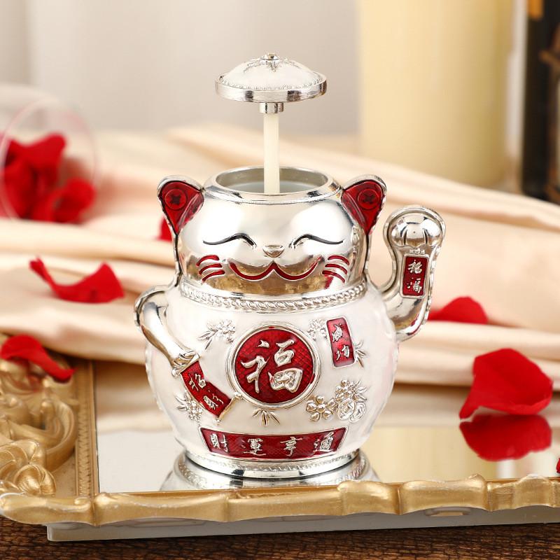 Creative Portable Beckoning Cat Toothpick Holder Personality Toothpicks Case Storage Organiser Container Decoration for Kitchen