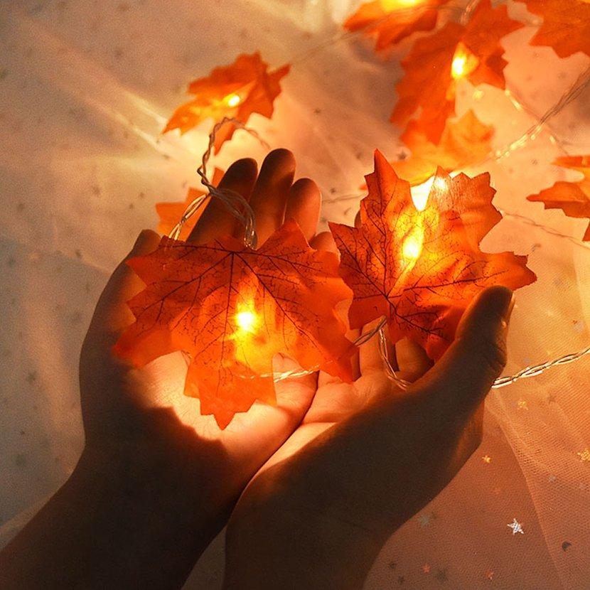 GGXX 2 Meters Artificial Maple Leaves Garland Led Fairy Lights For Christmas