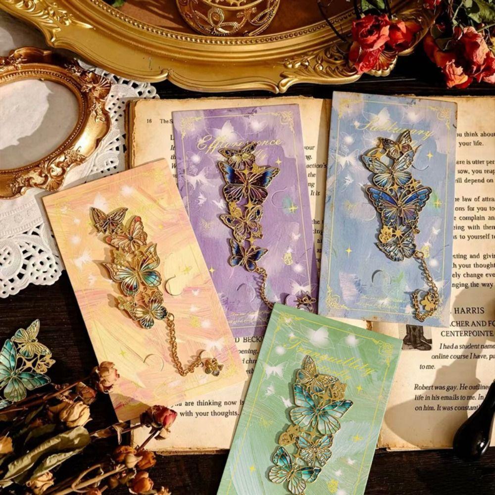 Creative Metal Butterfly Bookmark Chinese Style Decorative Bookmark Reading Accessory