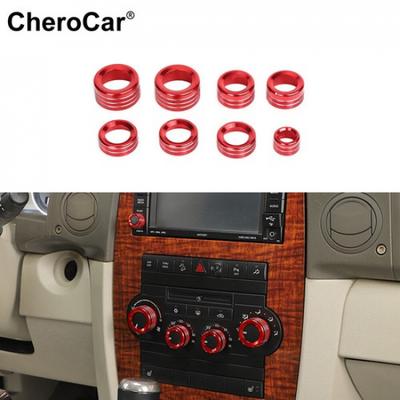 Console AC Radio Switch Control Knob Ring Trim for Jeep Commander 2006-2010 Red