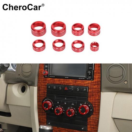 Console AC Radio Switch Control Knob Ring Trim for Jeep Commander 2006-2010 Red