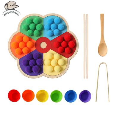 Hölzern Montessori Spielzeug Baby Farb sortieren Sensorik Spielzeug Blumenform Regenbogen Brett Kinder Feinmotorik Bildung Spielzeug Kind Geschenk